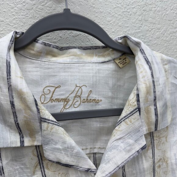 Tommy Bahama 100% Linen Stripe Short Sleeve Button Up Shirt Mens size XL - Picture 2 of 7
